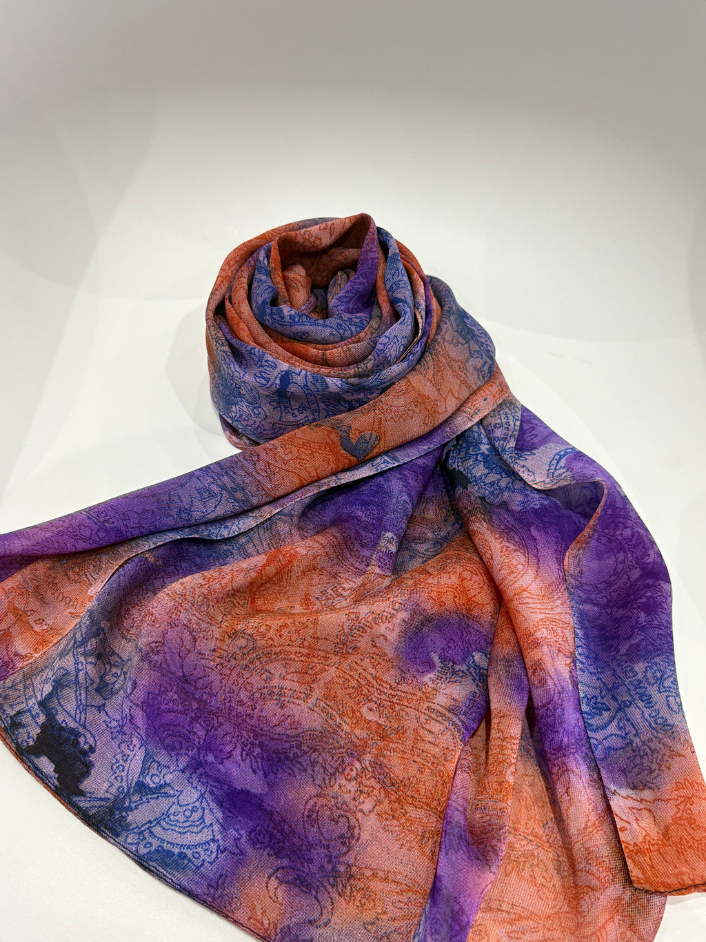 Voile mabré orange-violet