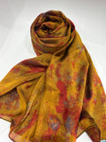 Voile mabré jaune-rouge